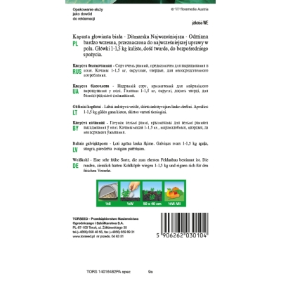 Kapusta głowiasta biała Ditmarska najwcześniejsza